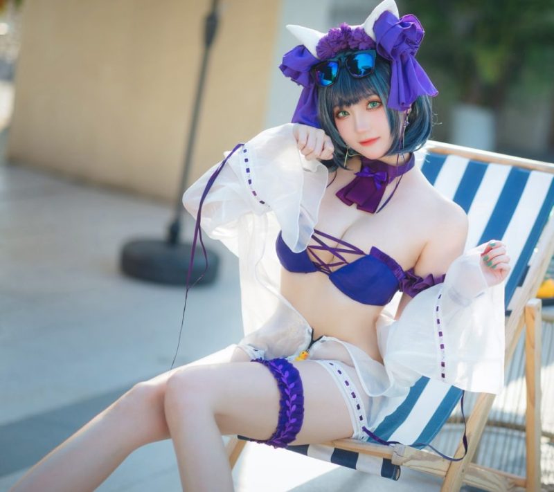 瓜希酱 – NO.75 柴郡泳装 [32P-102MB]-COS神图