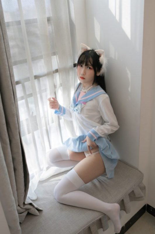 不呆猫 NO.058 白色兔子JK[63P-342MB]-COS神图